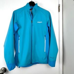 Patagonia Adze Hybrid Softshell Jacket Women’s sz S Curaçao Blue Active Outdoor